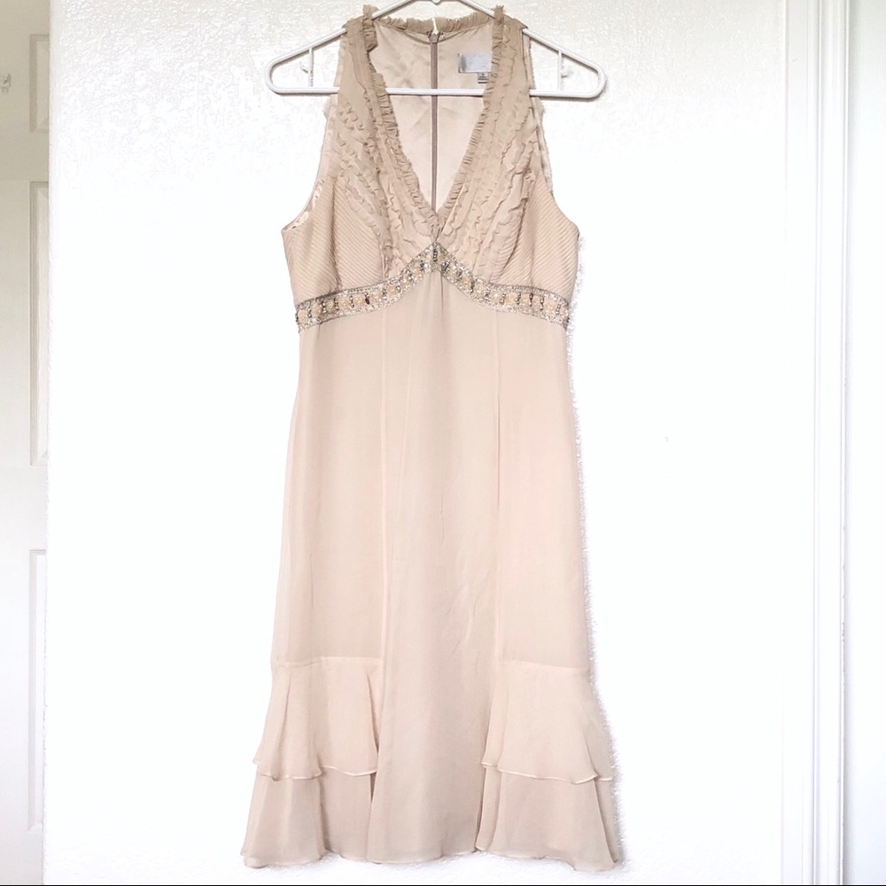 Badgley Mischka silk champagne dress sz. 6